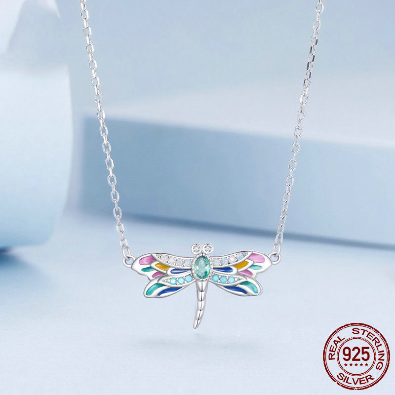 Colorful Delicate Dragonfly Necklace for Women