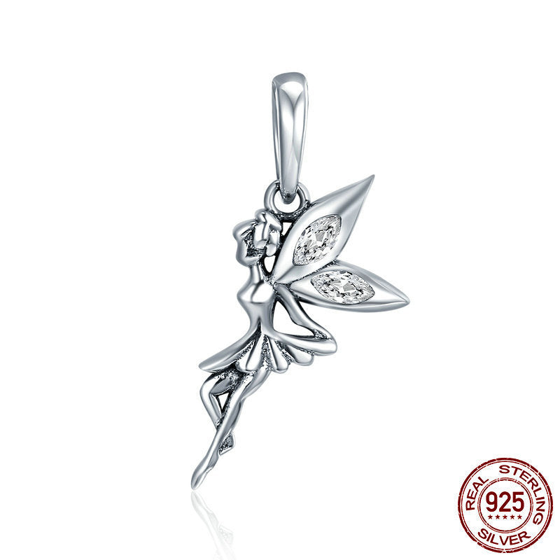 S925 Sterling Silver  Accessories Women's Flower Fairy DIY Bracelet Pendant Personalized Necklace Charm