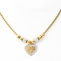 European and American Style Titanium Steel Heart Tree of Life Rhinestone Necklace for Women Simple Love Charm Jewelry