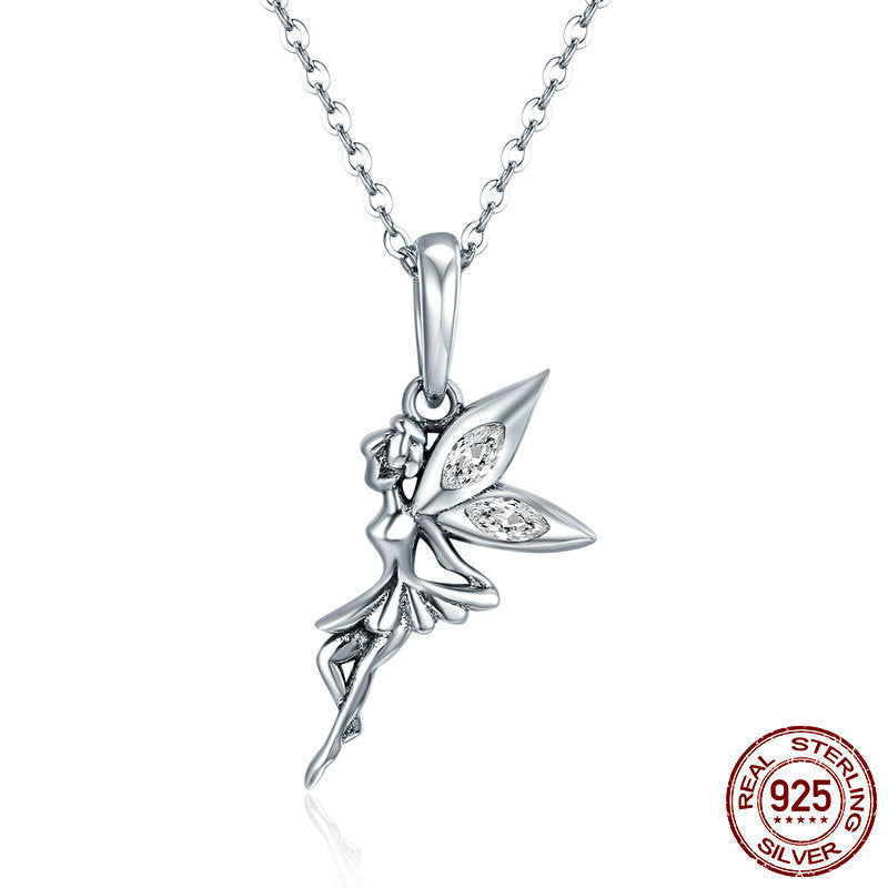 S925 Sterling Silver  Accessories Women's Flower Fairy DIY Bracelet Pendant Personalized Necklace Charm