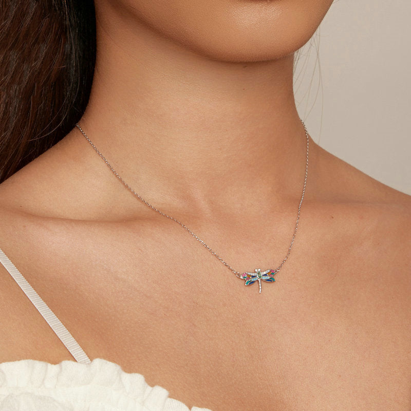 Colorful Delicate Dragonfly Necklace for Women