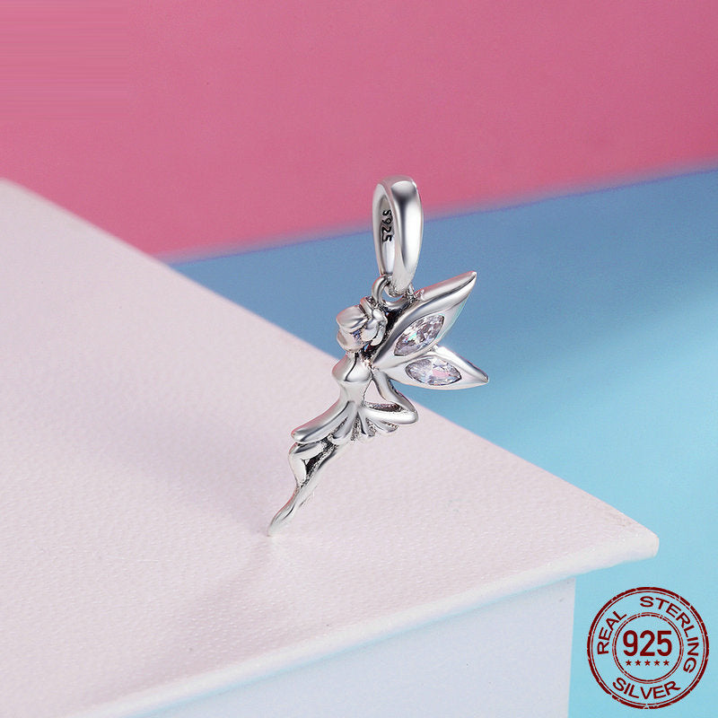 S925 Sterling Silver  Accessories Women's Flower Fairy DIY Bracelet Pendant Personalized Necklace Charm