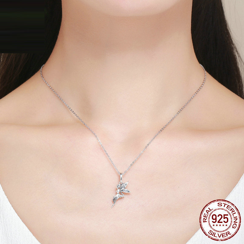 S925 Sterling Silver  Accessories Women's Flower Fairy DIY Bracelet Pendant Personalized Necklace Charm