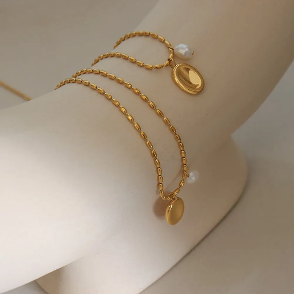 Elliptical brand niche commuting fashion titanium steel necklace women's collarbone chain