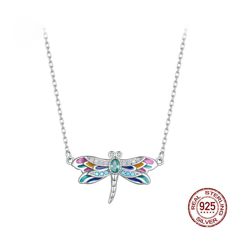 Colorful Delicate Dragonfly Necklace for Women